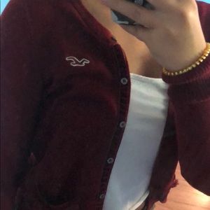 red cardigan